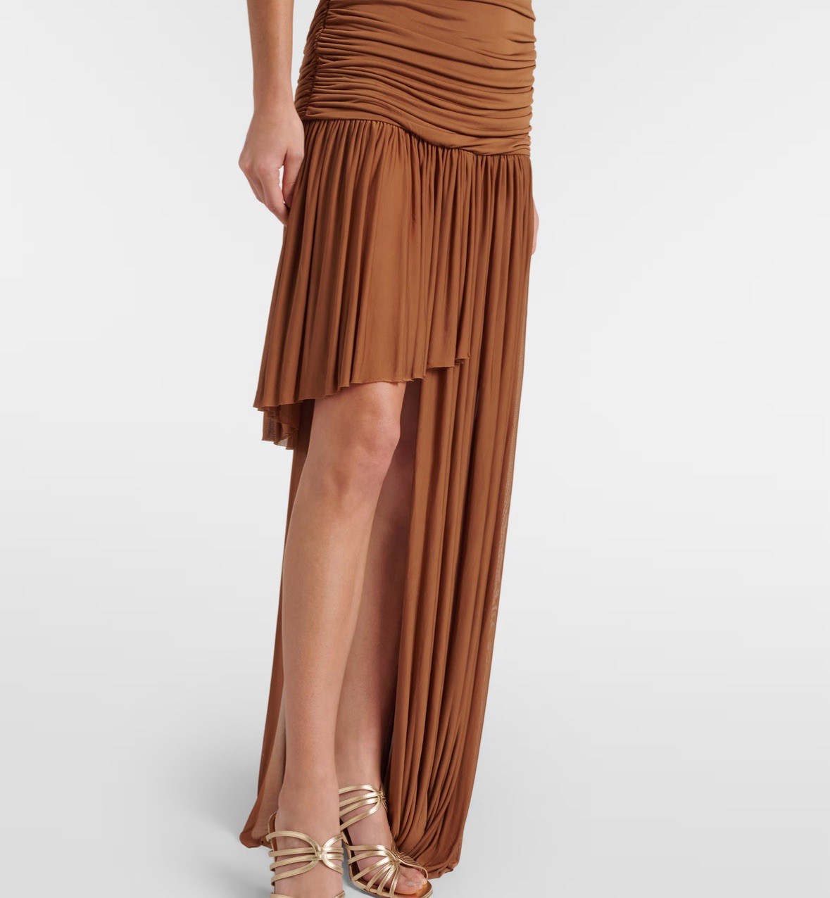 Christopher Esber Theron Draped Ruched Gown In Brown AU 6 US 2
