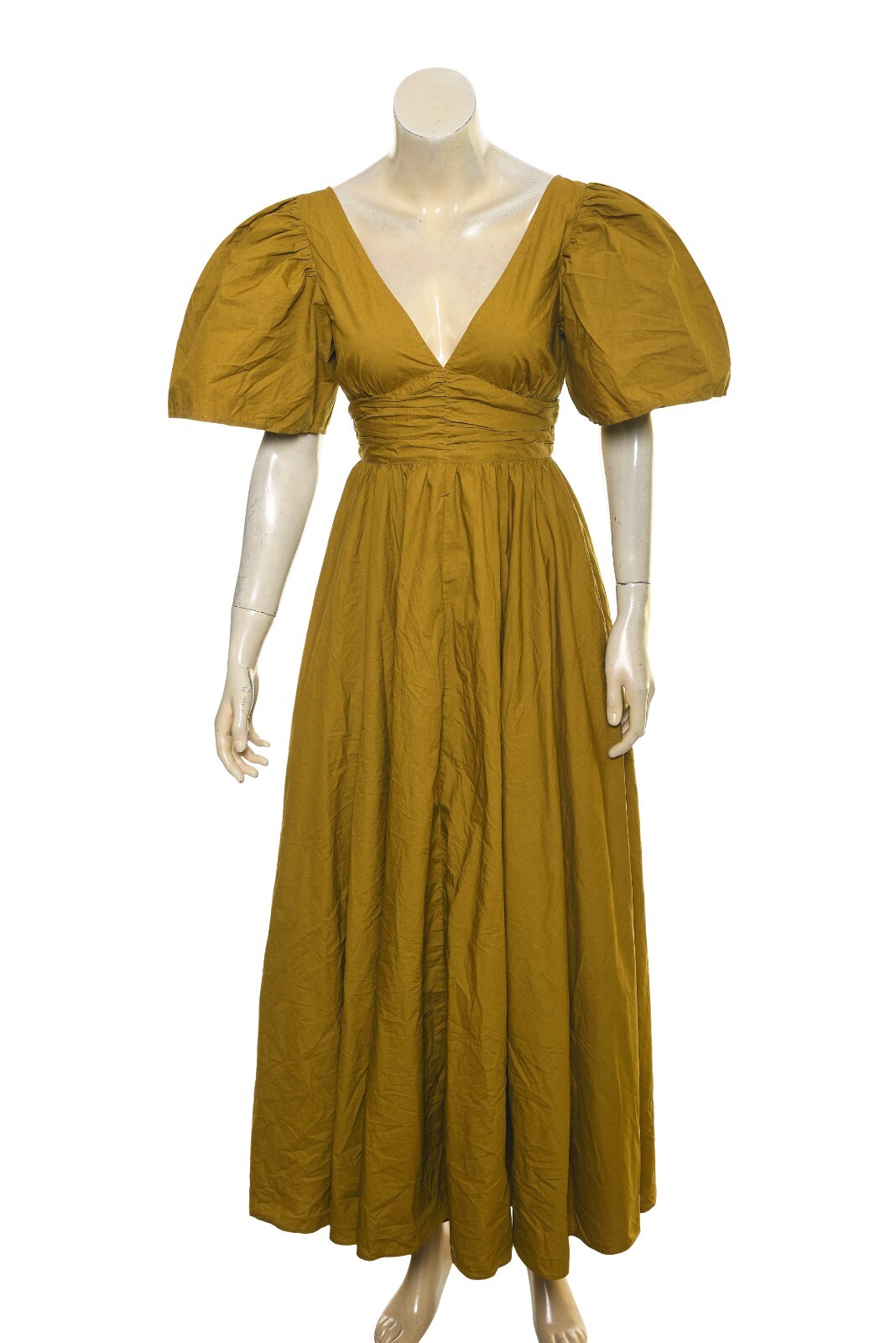 Rhode Resort Margot Puff-Sleeve Poplin Midi Dress S 4 Women’s Casual NEW 40279