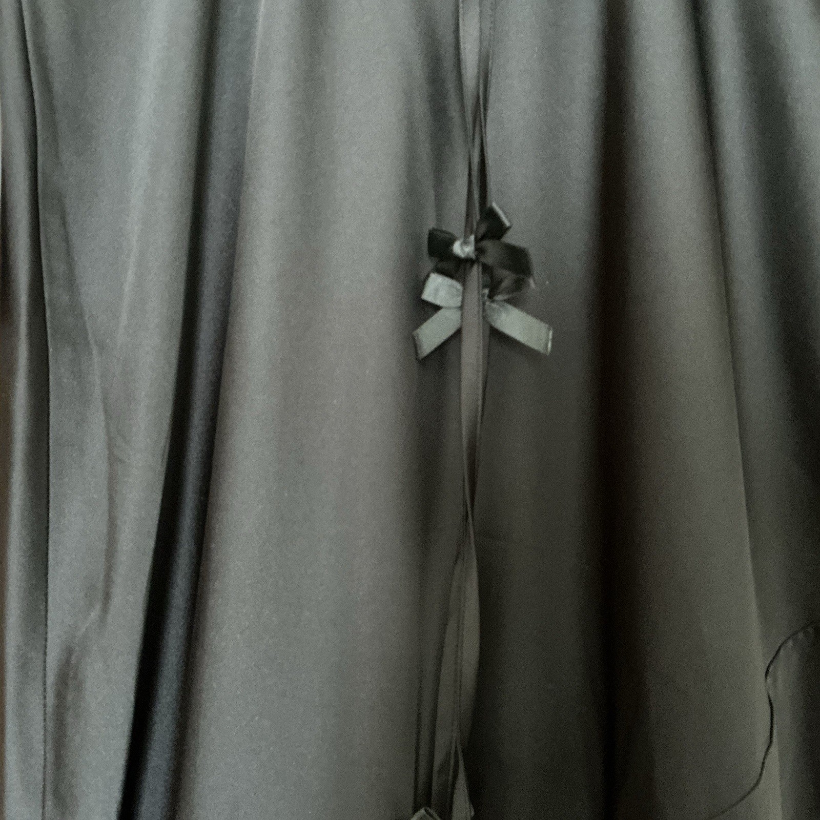 Crystal Doll Black Satin Maxi Slip Dress Bow Straps Size L Party Prom NWT $120