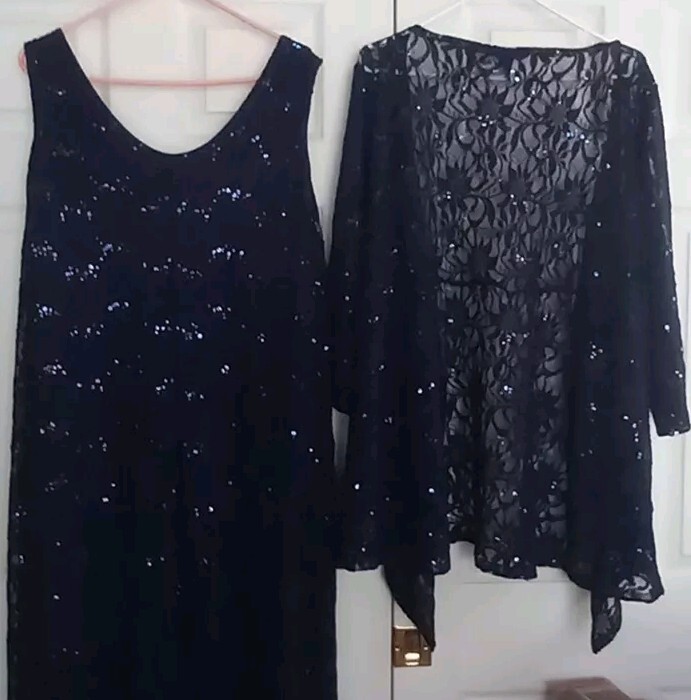 Lace Maxi Tall Jacket Dress – NAVY 26w 2 Pc Sequins Lined Dress