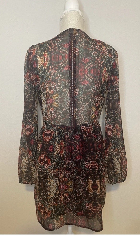 Abercrombie & Fitch Keyhole Neck Sheer Gothic Floral Dress Boho~Dark Romance~(S)
