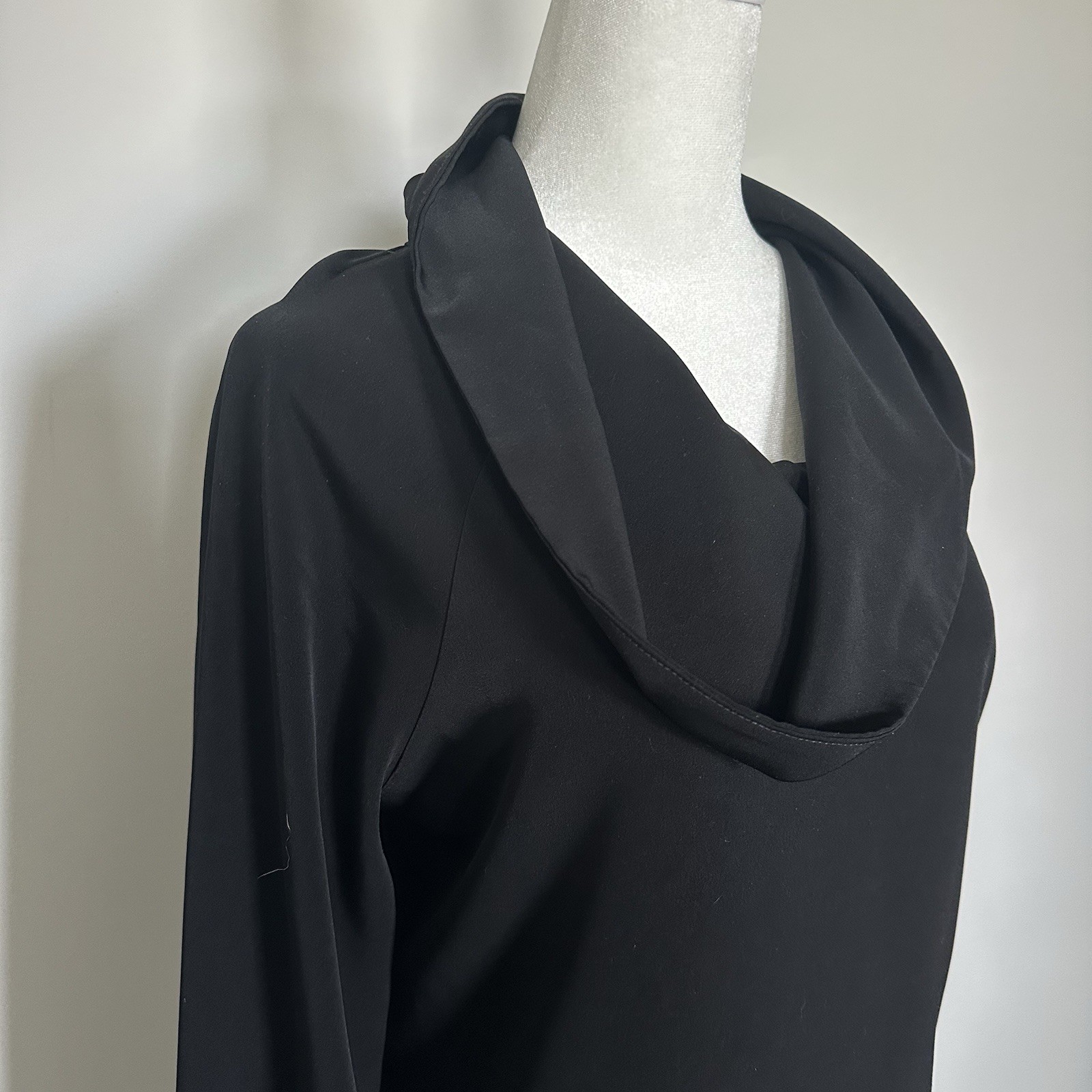 Thread Social Black Cowl Neck Long Sleeve Dress Purple Stitching Cocktail Party