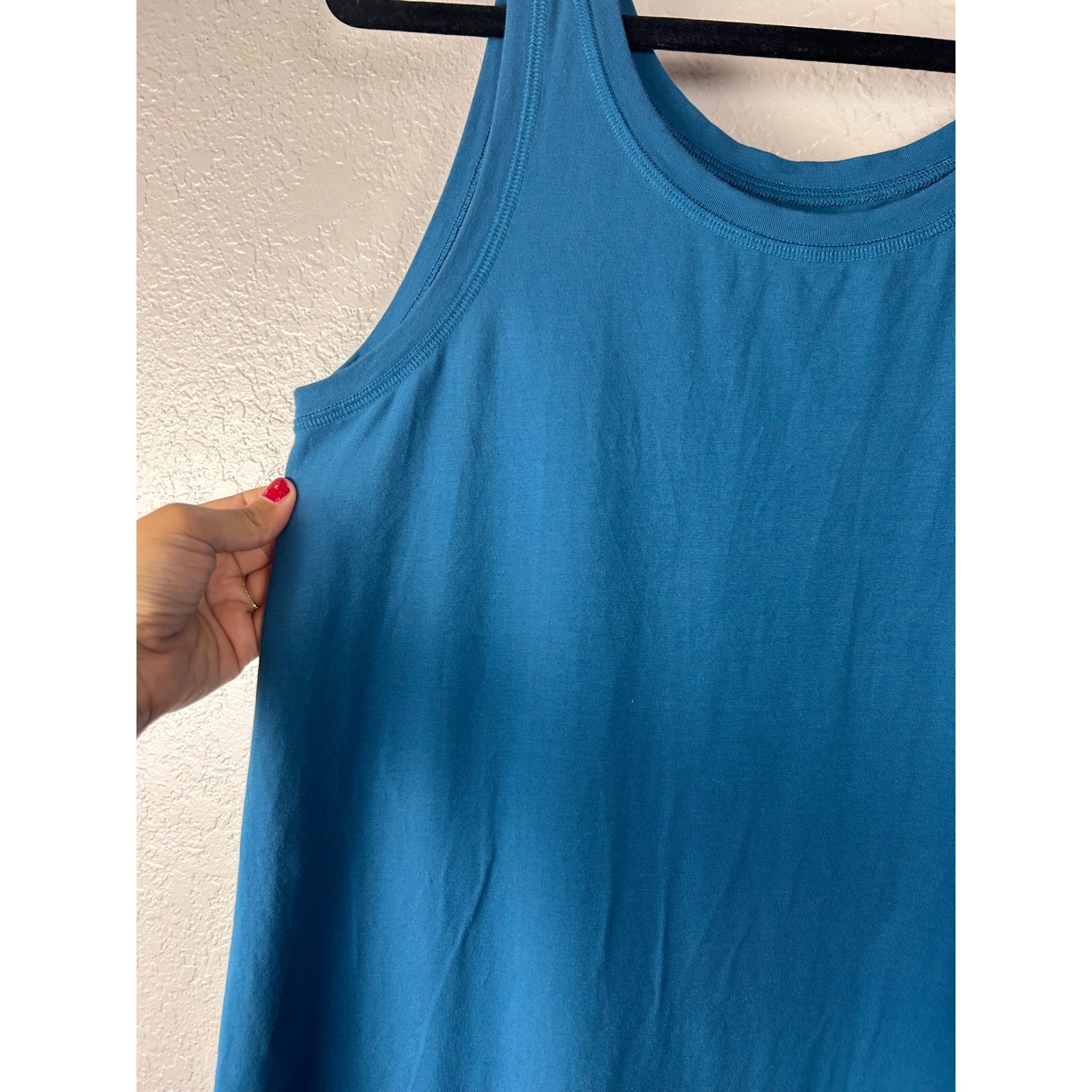 Eileen Fisher Organic Cotton Stretch Tank Maxi Dress Teal Blue Medium M