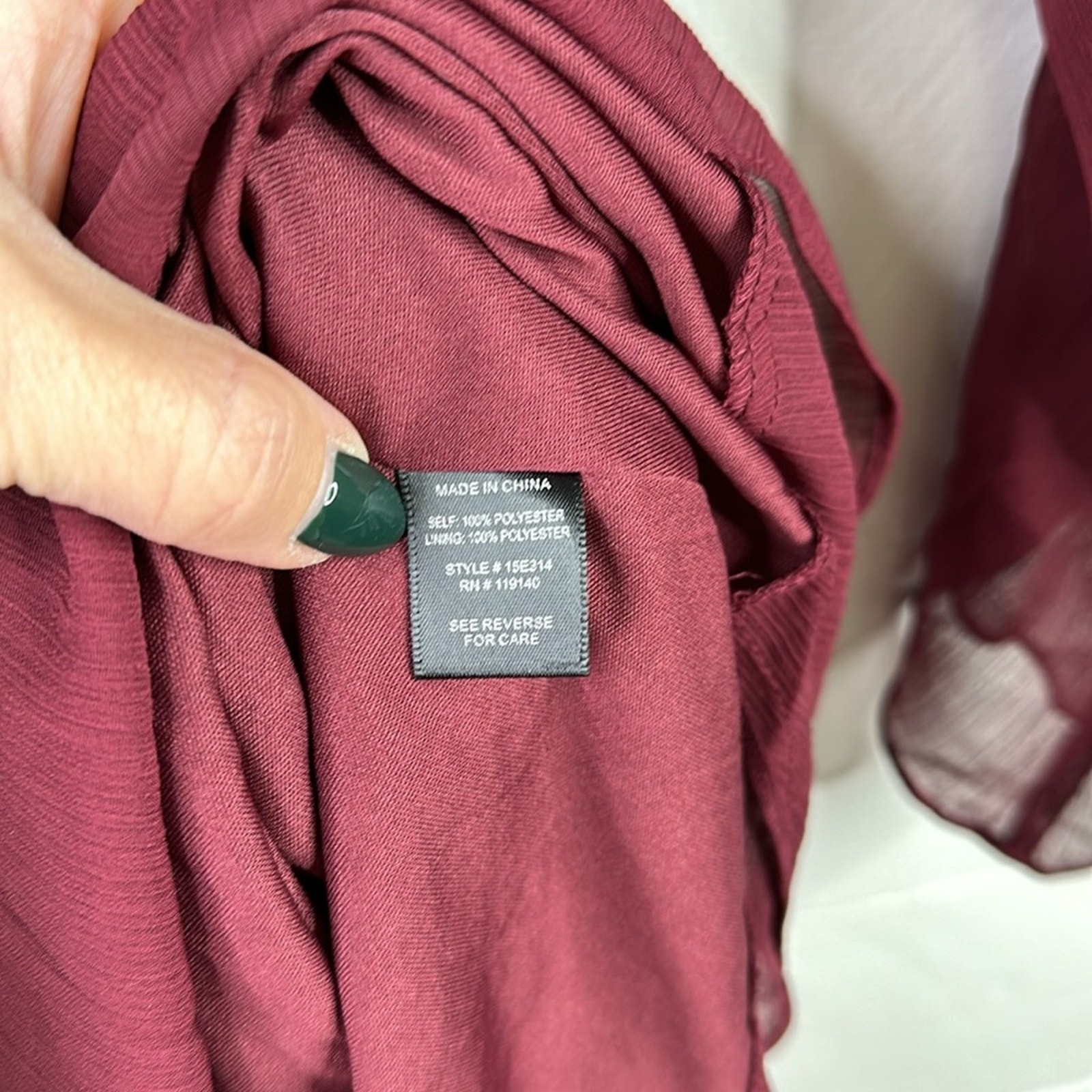 DOUBLE ZERO Wine Open Shoulder Wide Sleeve Polyester Tassle Dress Size Small