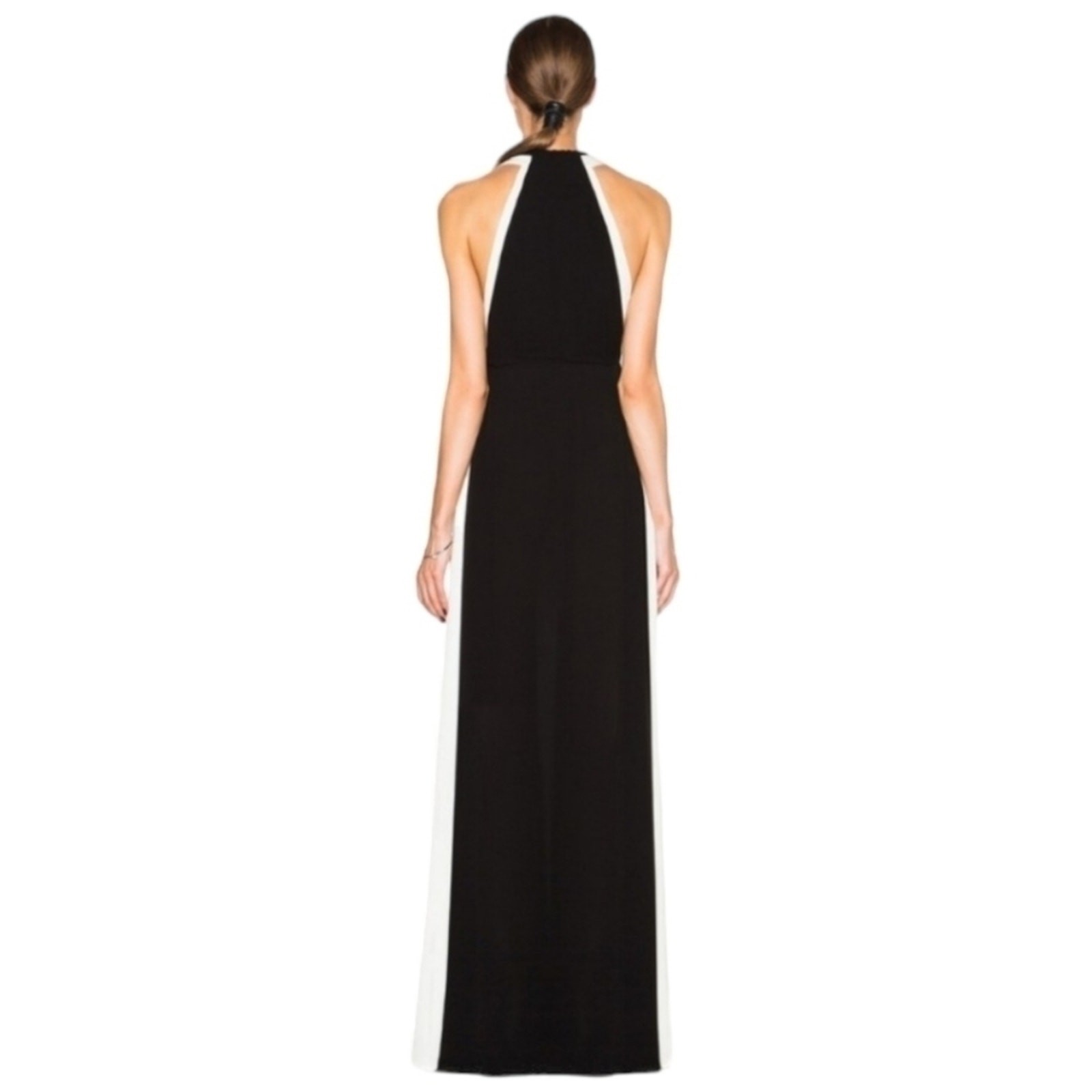 Valentino Silk Two-Tone Ruched Gown Ivory Black 42 IT 6 NWT