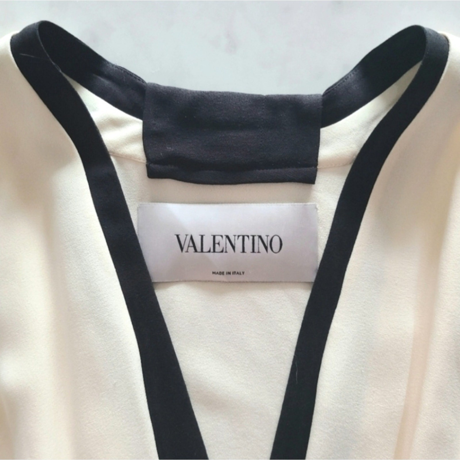 Valentino Silk Two-Tone Ruched Gown Ivory Black 42 IT 6 NWT