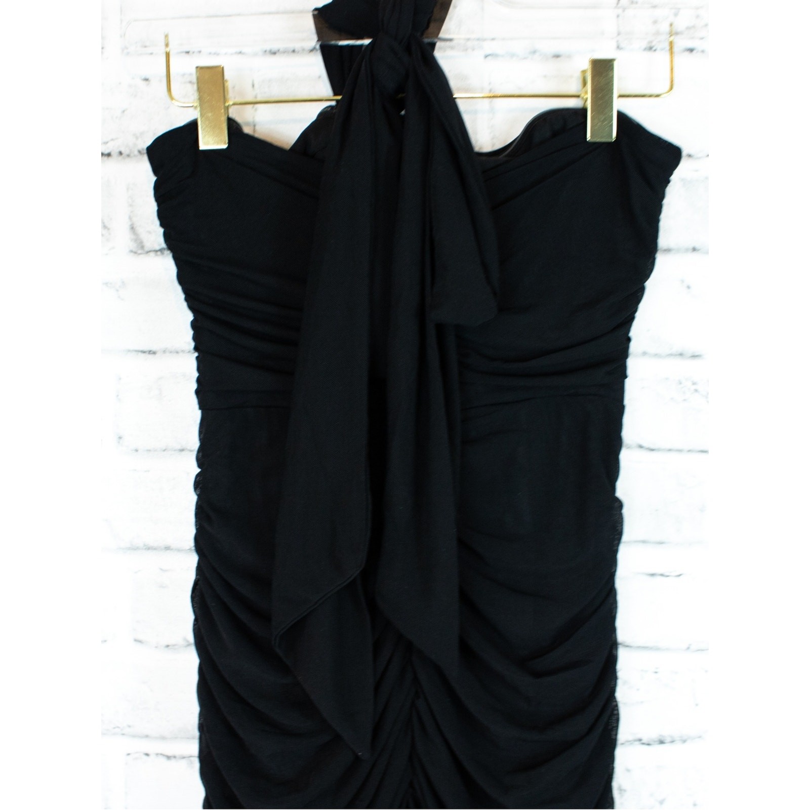 Saints & Secrets Black Mesh Halter Maxi Dress Size Small Evening Gown Fitted