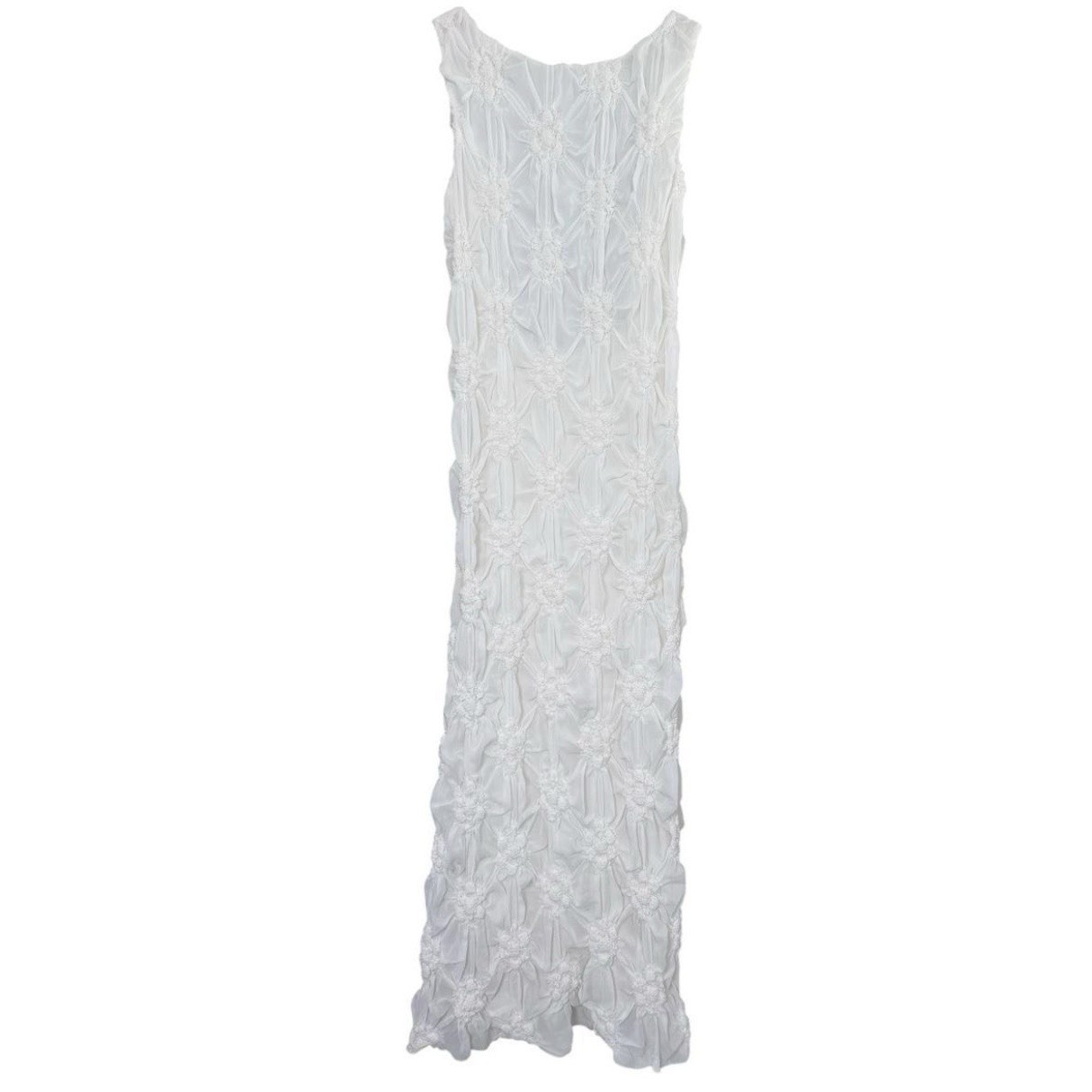 Commense Embroidered Semi Sheer Maxi Dress Small NWT Apricot Cream Ivory