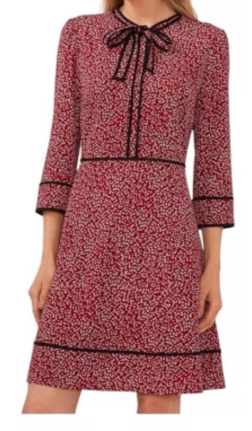 CeCe Floral Dainty Mulberry Red Dress Size Large