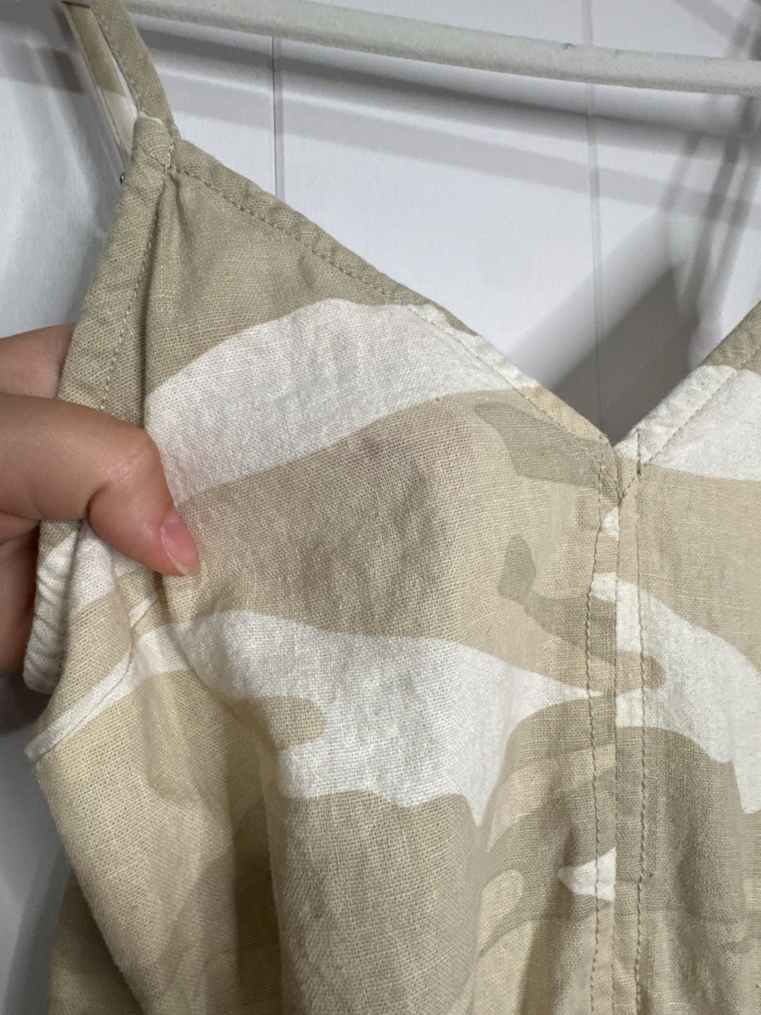 Splendid Geneva Camo Linen-Blend Mini Dress with Adjustable Straps and Belt