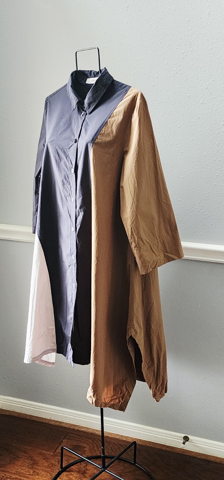 Urban by Alembika Trapeze Block Color Lagenlook Asymmetrical Shirt Tunic Dress