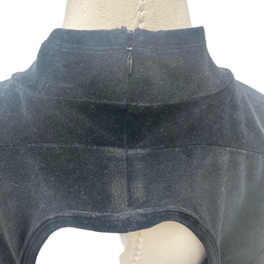 T by Alexander Wang Black Mock Neck Cut Out Back Velour Mini Shift Dress Large