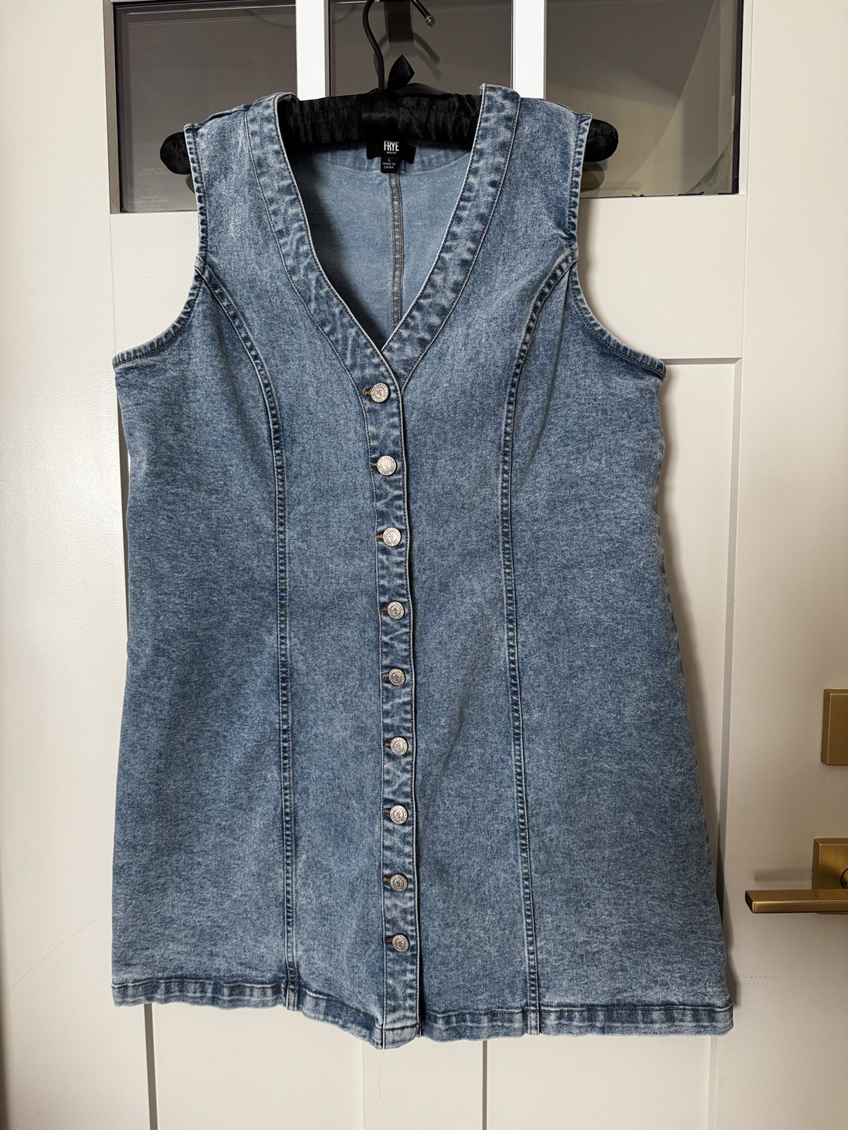 NWT Frye Large Sleeveless Denim Mini Dress Light Wash