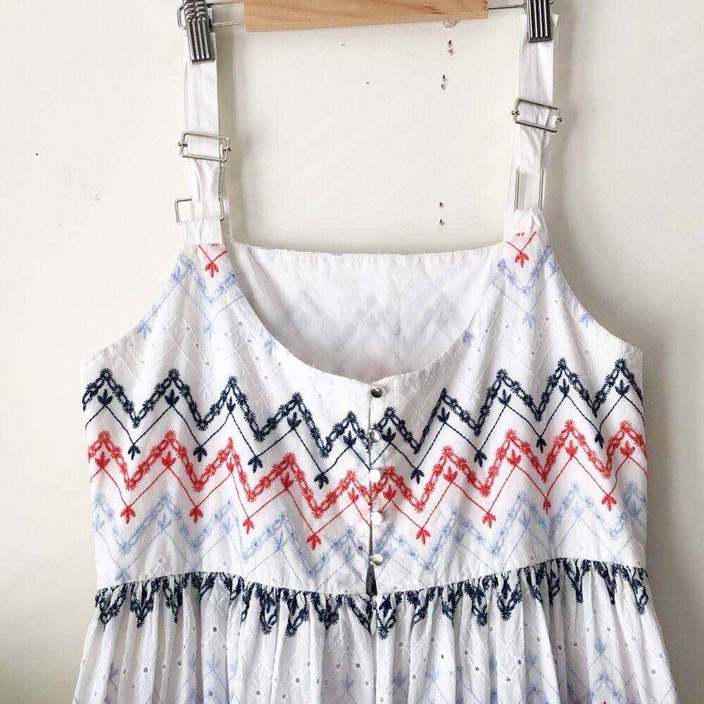 Sabina Musayev White Zig Zigzag Embroidered Fiji Dress With Pockets