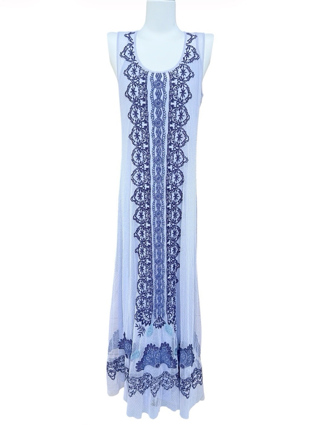 Johnny Was NWOT Bitola Mesh Maxi Slip Dress Sz S Sleeveless Embroidered Resort