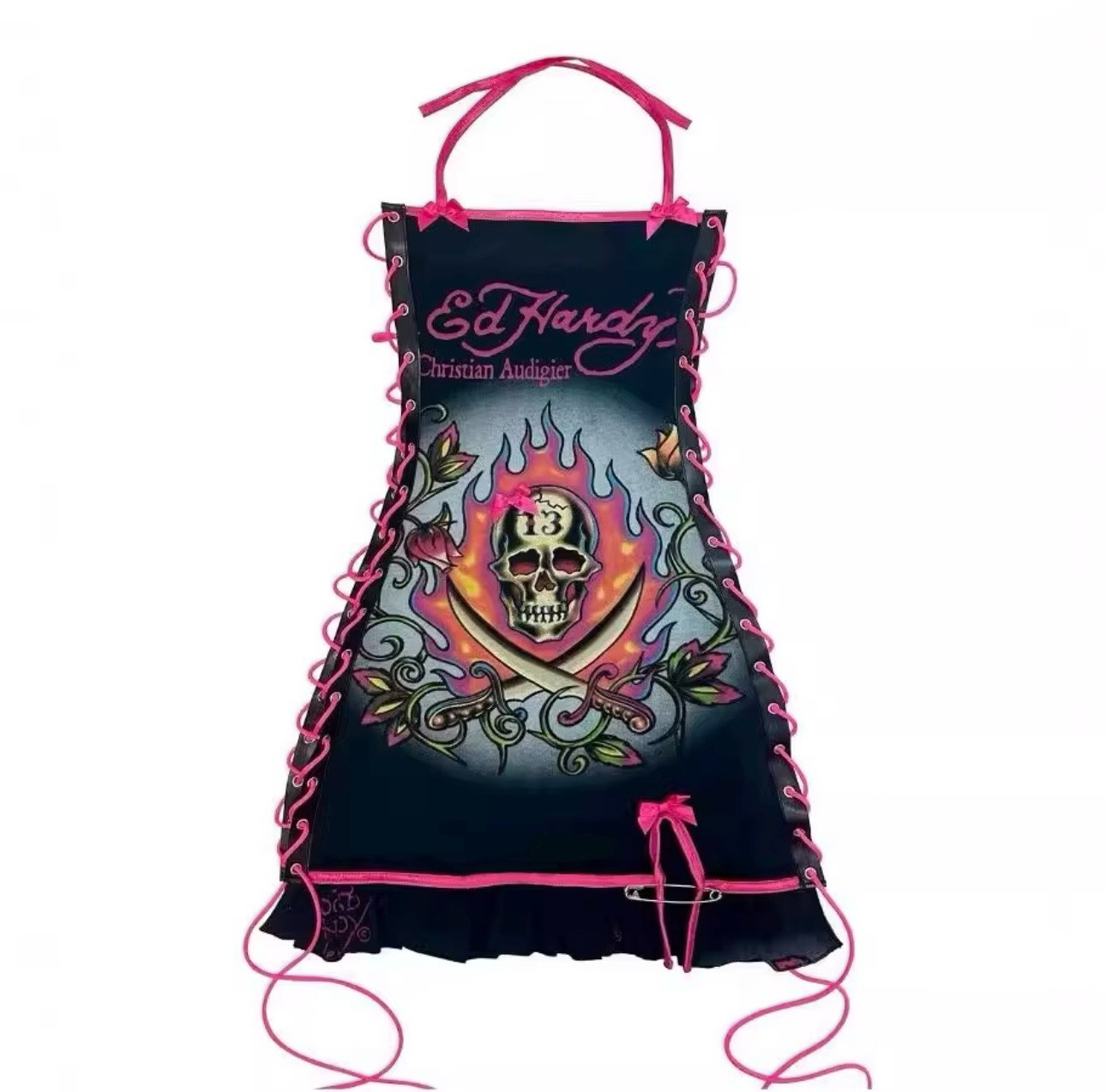 Ed Hardy Black Lace-Up Mini Dress ✨Cute School girl look✨