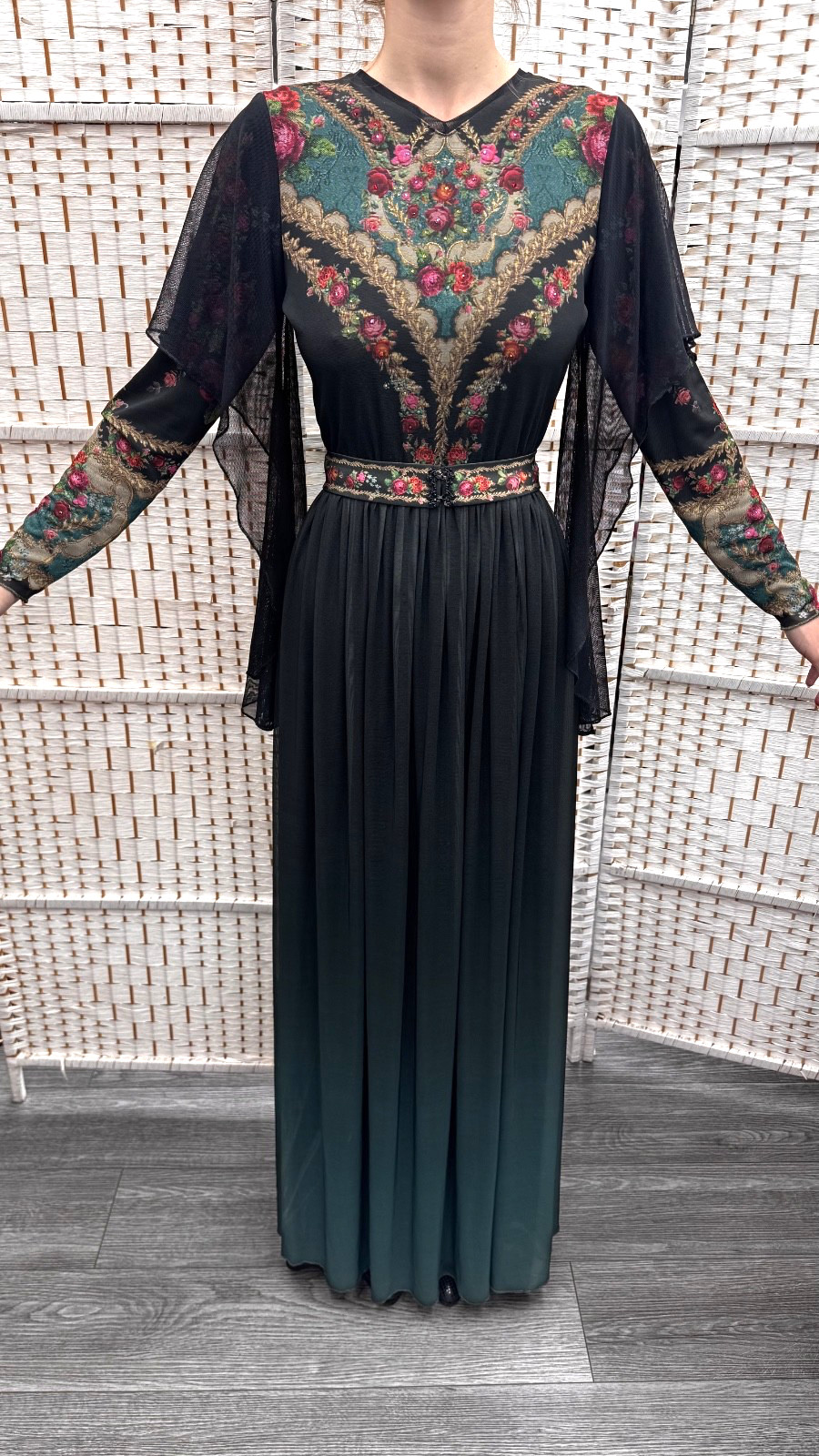 Negrin Elegant Full length Floral dress Size – S – NWT.