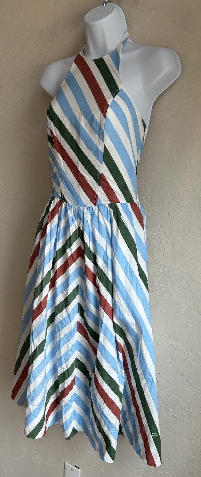 Maeve Anthropologie Striped Halter Midi Dress NWT XS Preppy Coastal Sundress