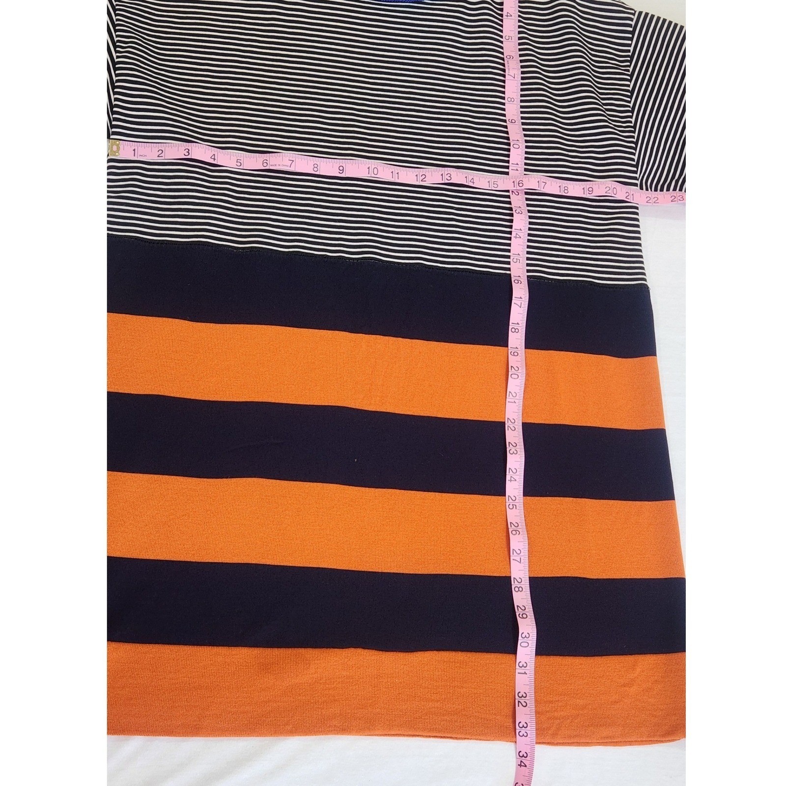 Cedric Charlier Virgin Wool Striped Knit Dress Blue Orange Black White Size 12