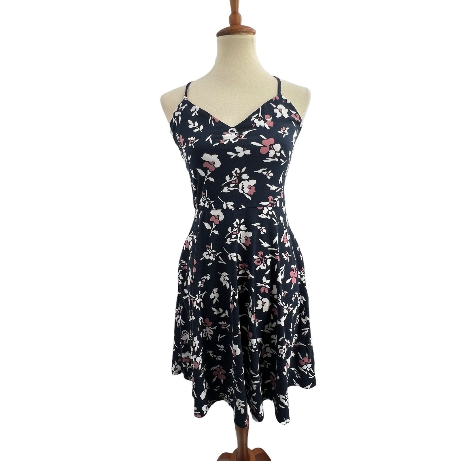 Nine Britton Navy Floral Knit Dress Summer Garden Party Size Medium Petite New