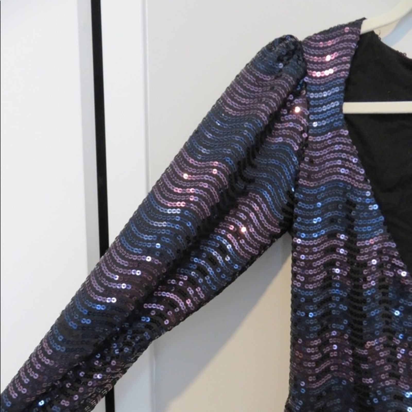 Reformation Dress Ivy Sequin Roxbury Long Sleeve Purple Blue Wrap Cocktail NWT