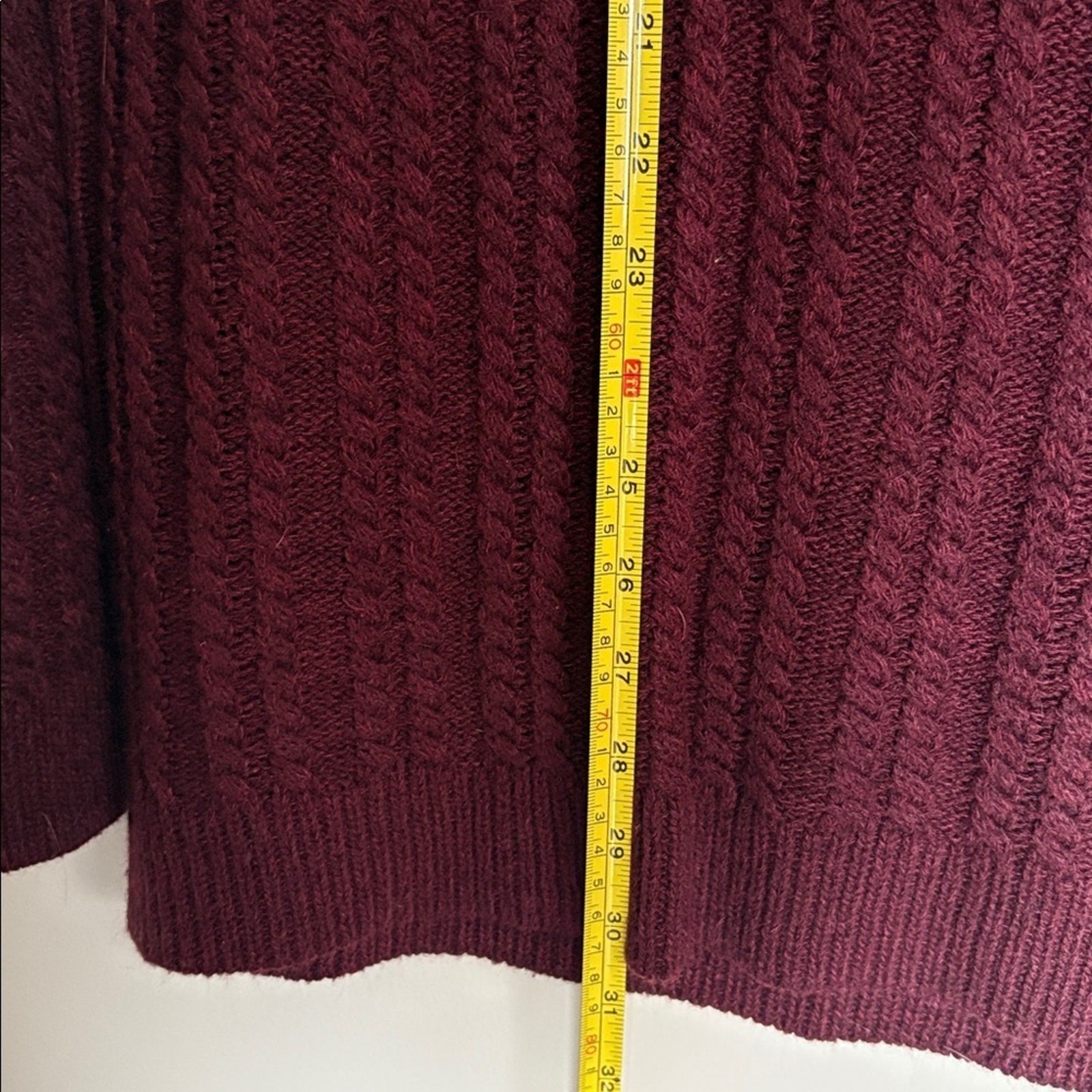 Windsor Burgundy Cable Knit Open Back Sweater Dress Size L