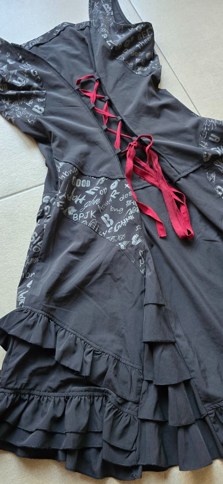 Joe Browns Black Gothic Steampunk Corset Maxi Dress Lagenlook Size UK-16 US-12