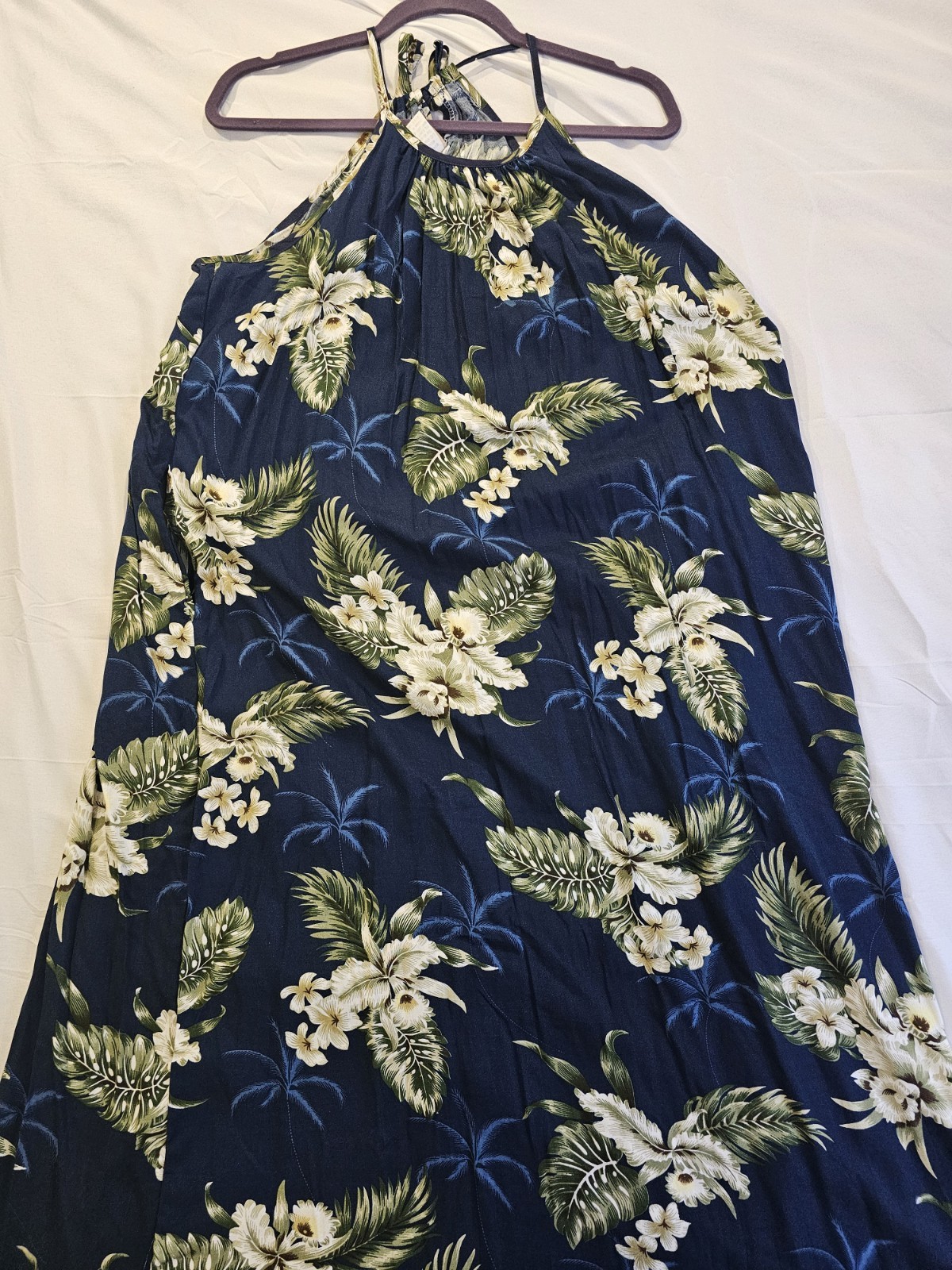 Hawaiian Station Women’s Long Flowing Blue Floral Dress Size One Size Fits All