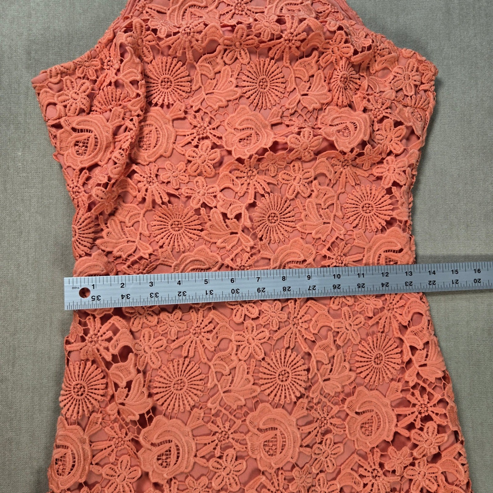 Lulus Coral Lace Halter Mini Dress Love Poem Sleeveless Party Cocktail Crochet
