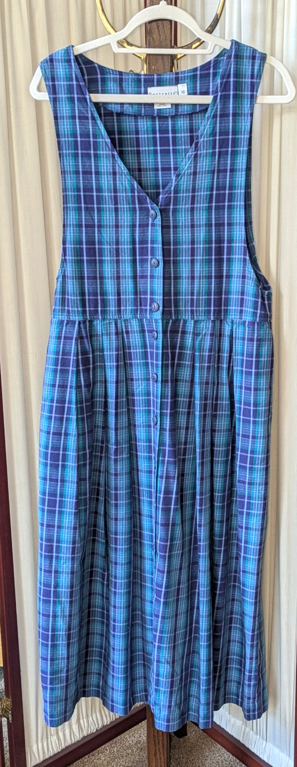 Portrait by Northern Isles Cotton Jumper Dress Cottagecore Modest Size 10 Blue