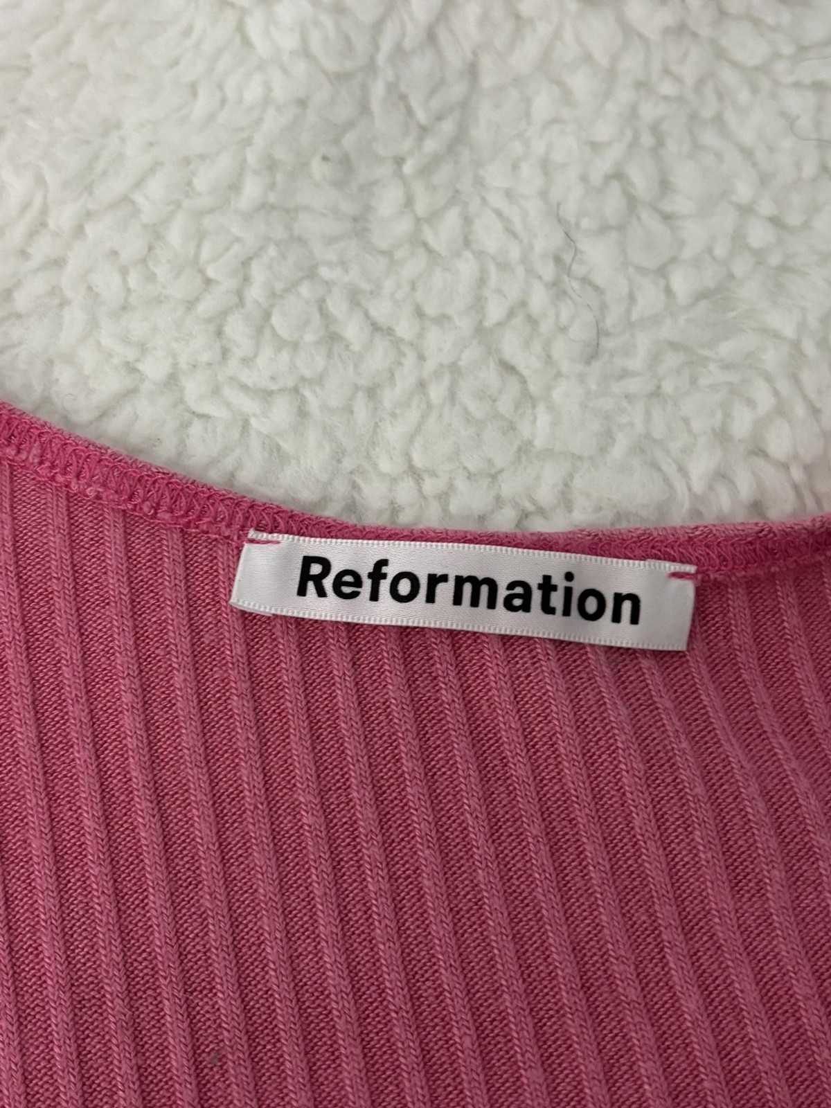 Reformation Paso Ribbed Knit Tank Dress Womens XL Pink Button Front Loungewear