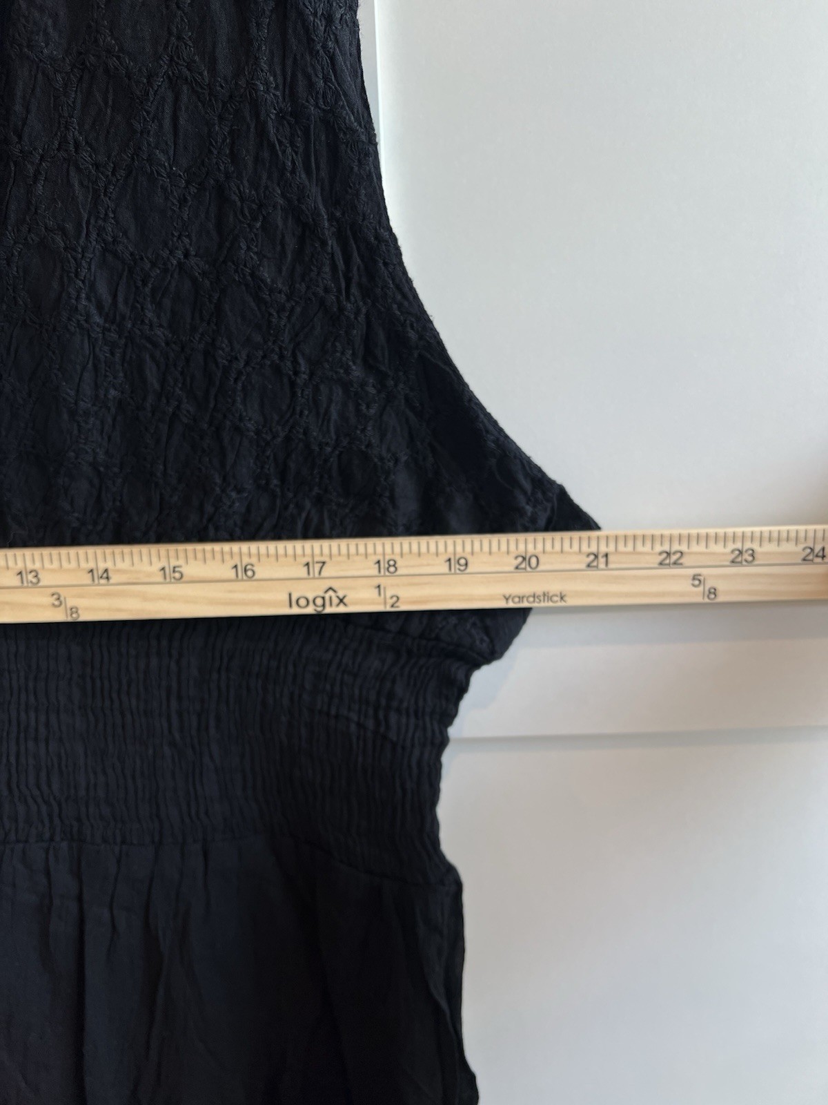 Jessica Taylor 100% Cotton Smocked Midi Dress Black V Neck 2X Style GC-20