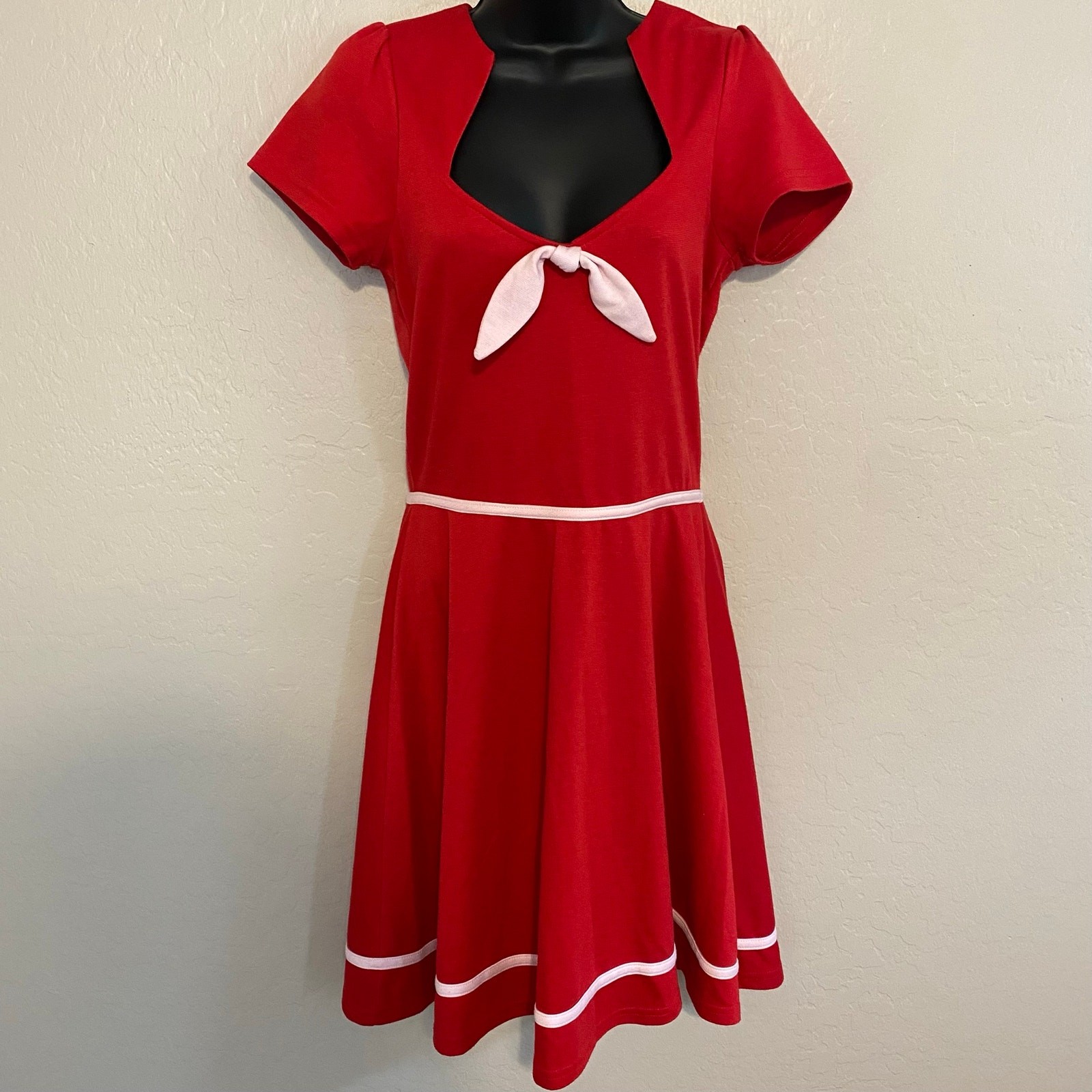 Rock Steady Womens Size Large Dress Nautical Sweetheart Bow Retro Pinup