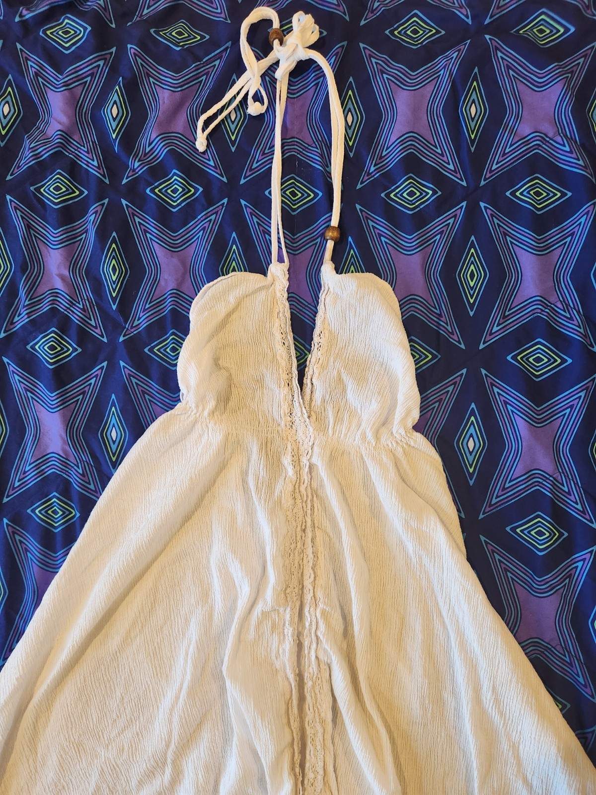 SUNCANS White Halter Strap DRESS For Beach or Summer WOMEN’S SIZE S.100% COTTON