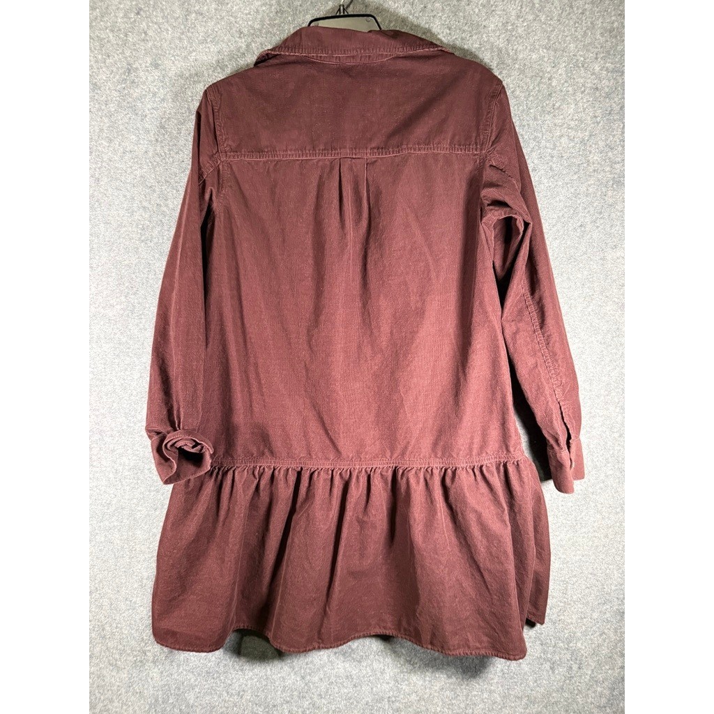 GAP Womens Size M Corduroy Tiered Button Down Dress Chocolate Bar Brown Cottage