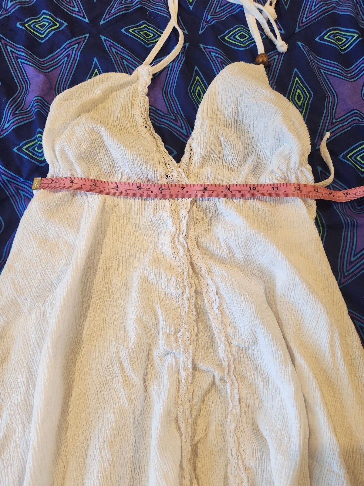 SUNCANS White Halter Strap DRESS For Beach or Summer WOMEN’S SIZE S.100% COTTON