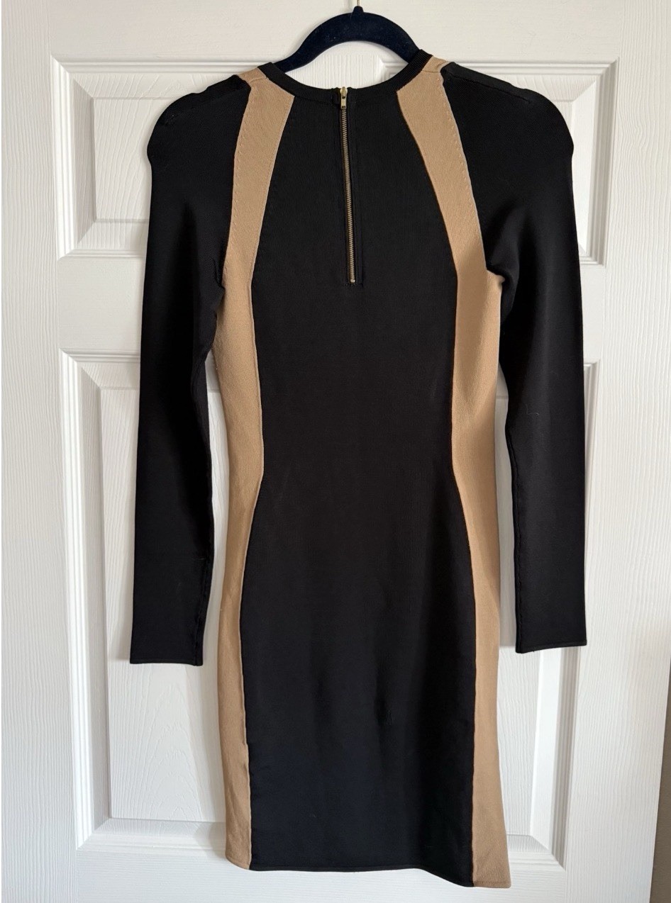 A.L.C. Bodycon Rayon Blend Knit Medium Black Tan