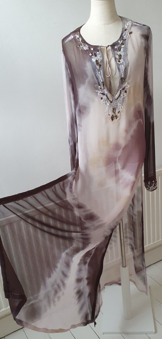 ***GORGEOUS***ALL SAINTS ZAMI MAXI KAFTAN, UK14, US10, EU42, 100% SILK