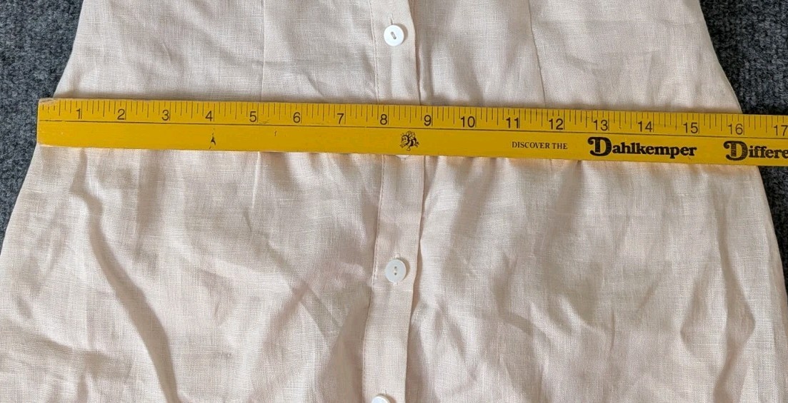 Sancia Midi Dress Linen Button Front Sibella Sleeveless Size XS Light Peach