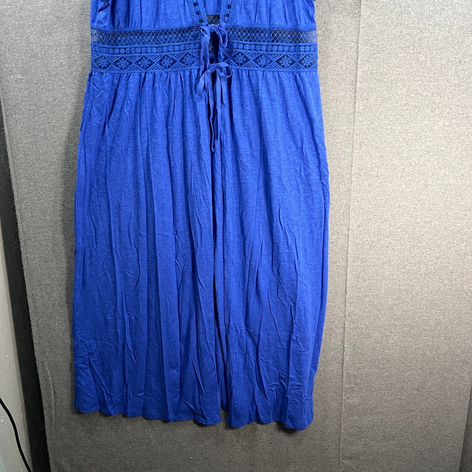 Belle Beach by Kim Gravel Regular Slub Knit Tie Front Cove Blue Dazzle, M/L