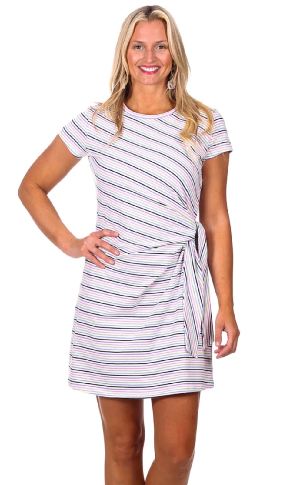 Duffield Lane Lexi Rainbow Stripe Dress Size Women XL Resort Wear Prep Cotton