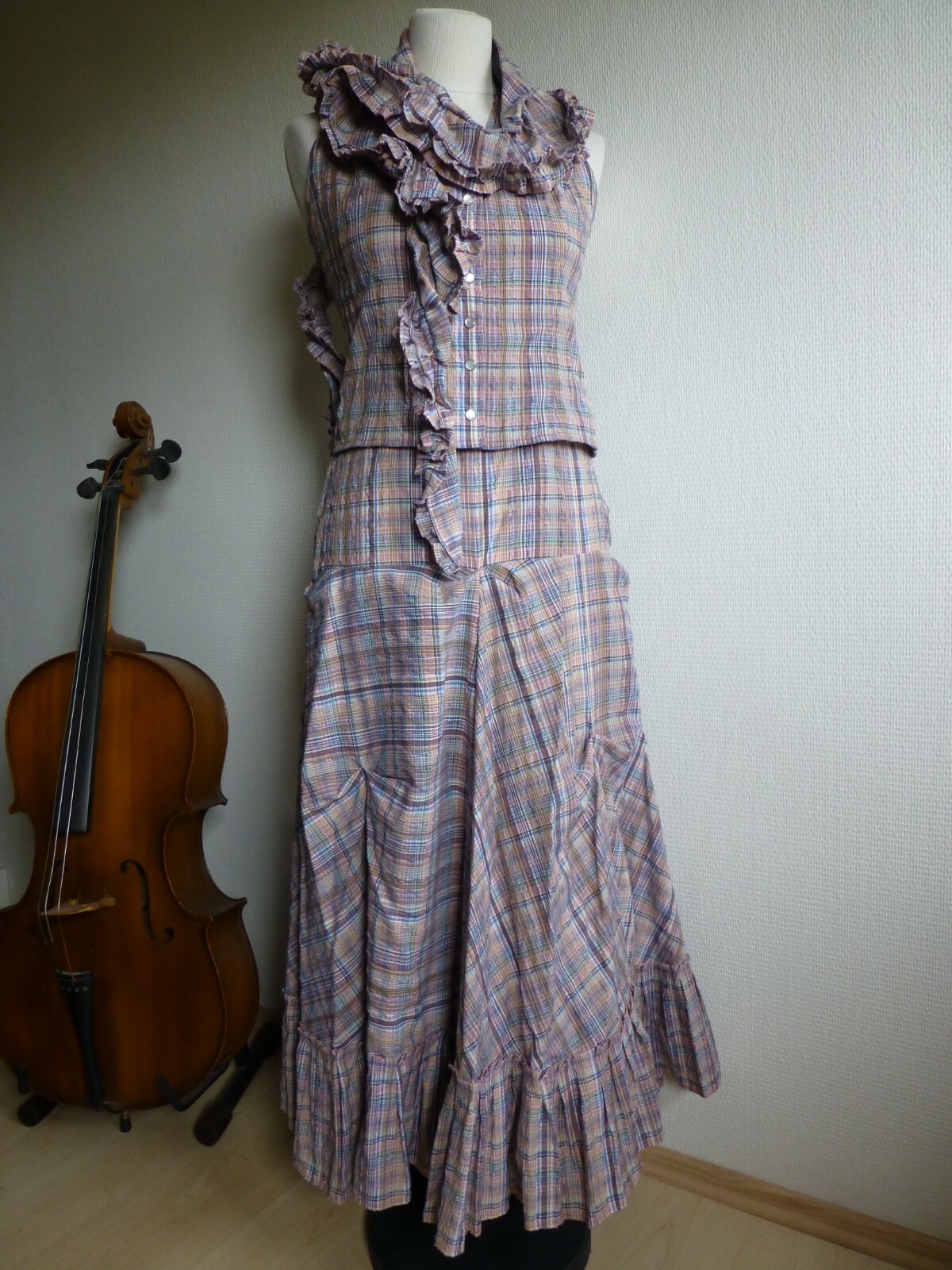 Creation de la Maison, 3 piece BOHO summer set with maxi skirt, multicoloured, size 38/