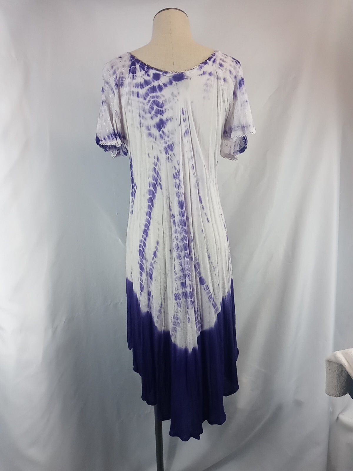 VTG Ocean Breeze Dress Womens Regular Free Size Purple Tie Dye Boho Hippie Dress
