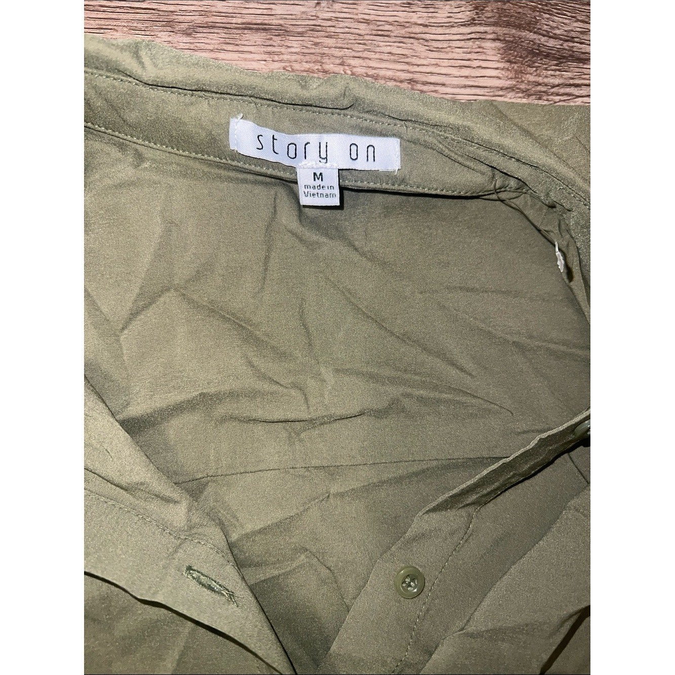 Olive Green Button-Front Shirt Dress with Side Lace-Up