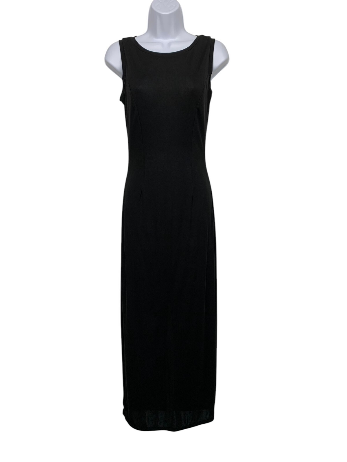 Bisou Bisou Women size M Black Fitted Maxi Dress Sleeveless Y2K VTG