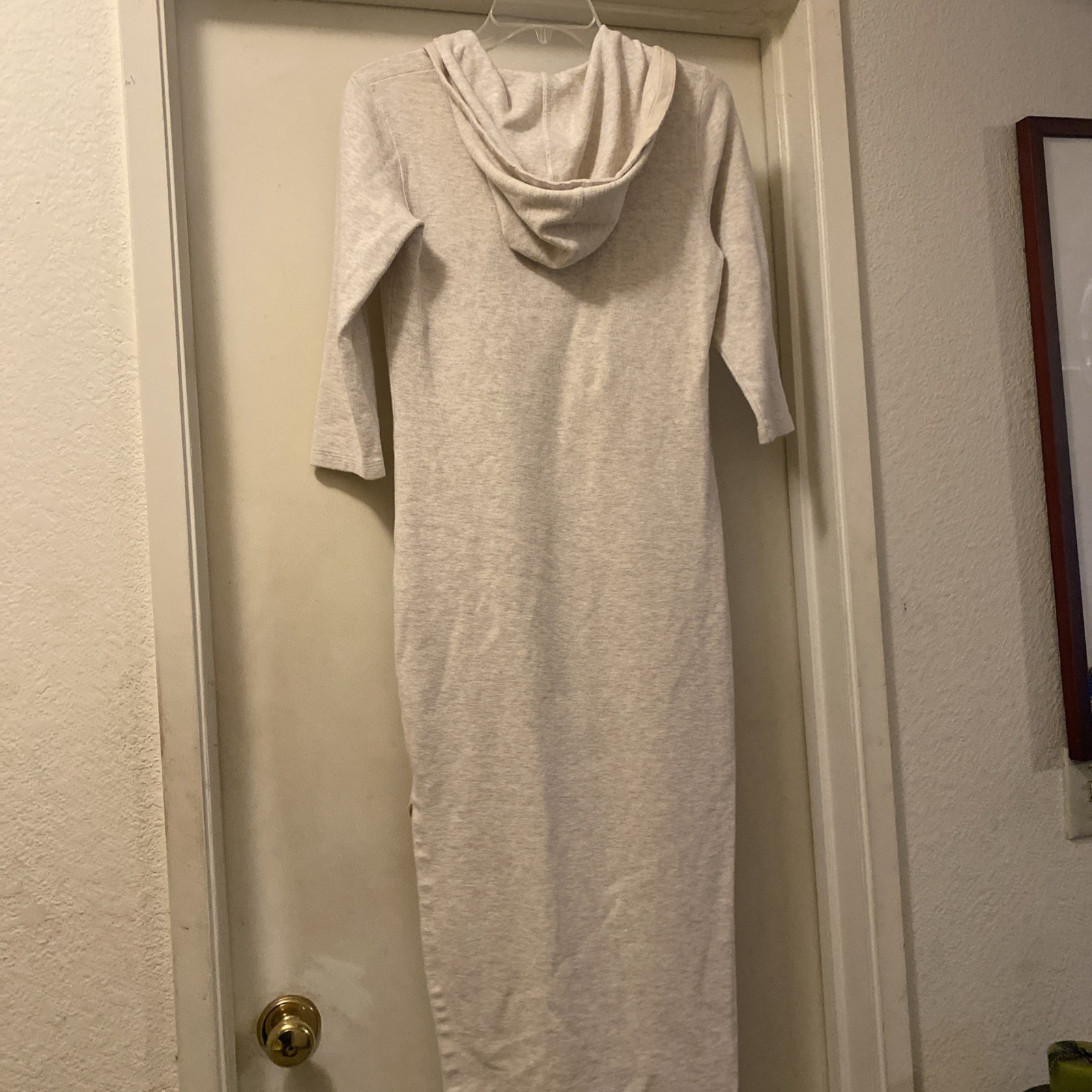 Ann Taylor Hooded Long Beige Pull Over Dress With Side Slit, XS