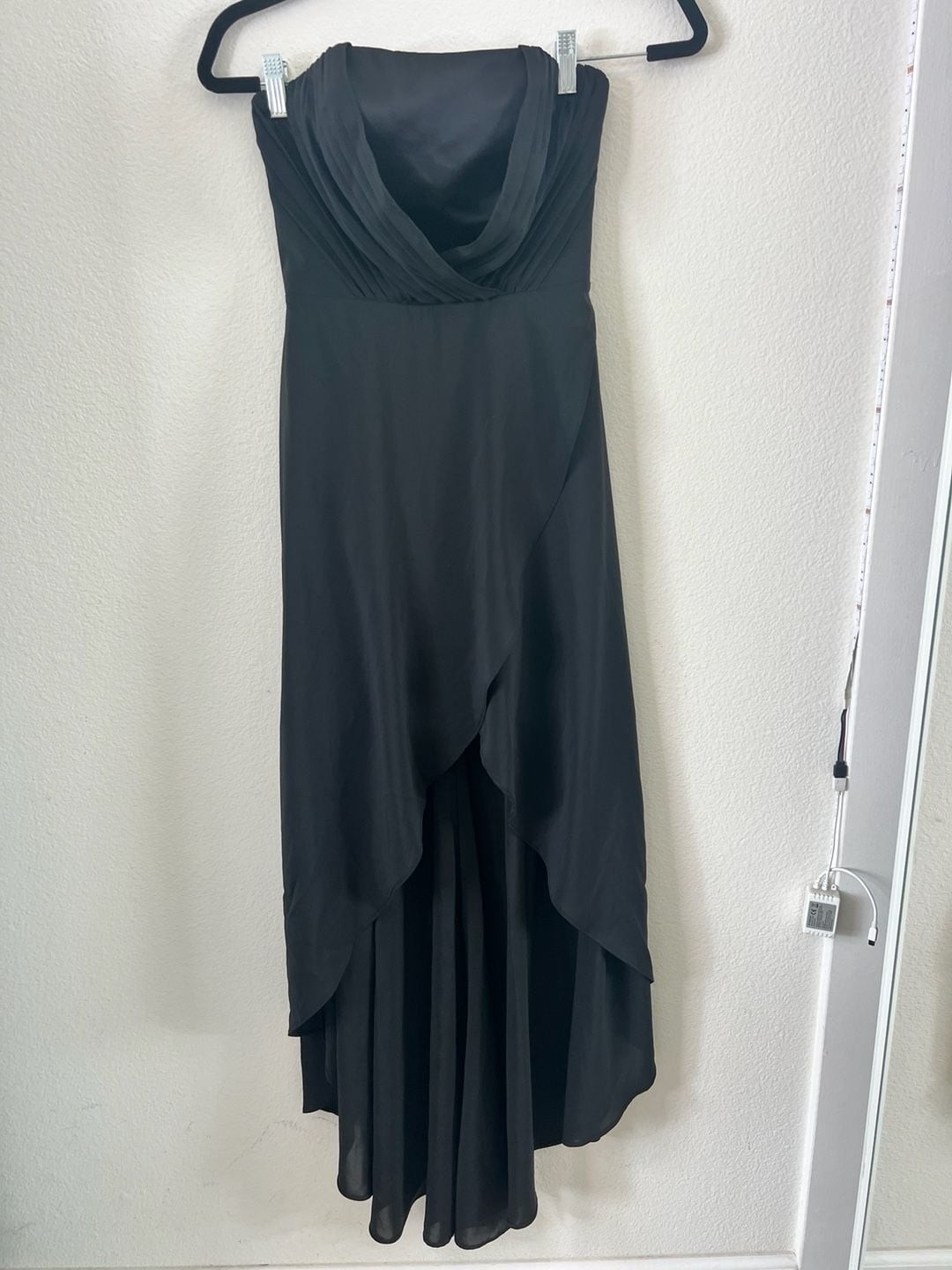 bebe Women’s Black Strapless Cowl Neck High-Low Cocktail Dress