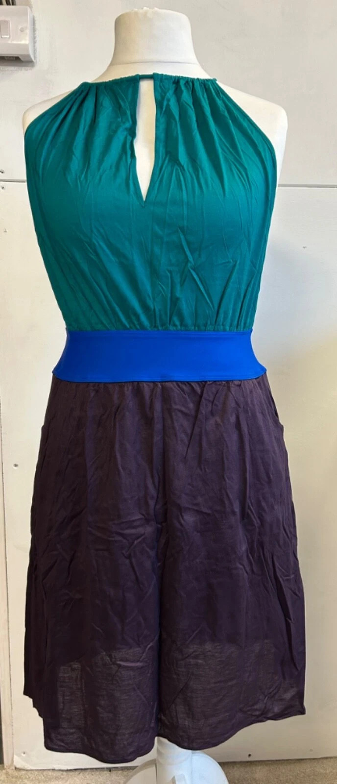 ERES Green aubergine Cotton jersey Halter summer Dress Medium made in Italy