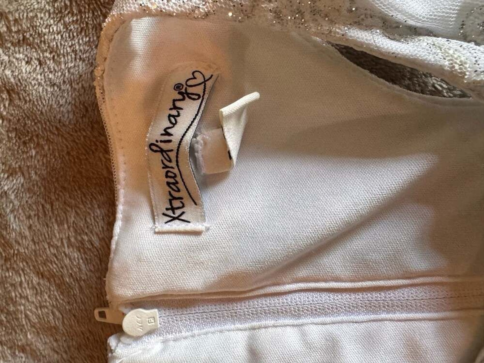 Xtraordinary White Glitter Embroidered Tulle Dress Size 3
