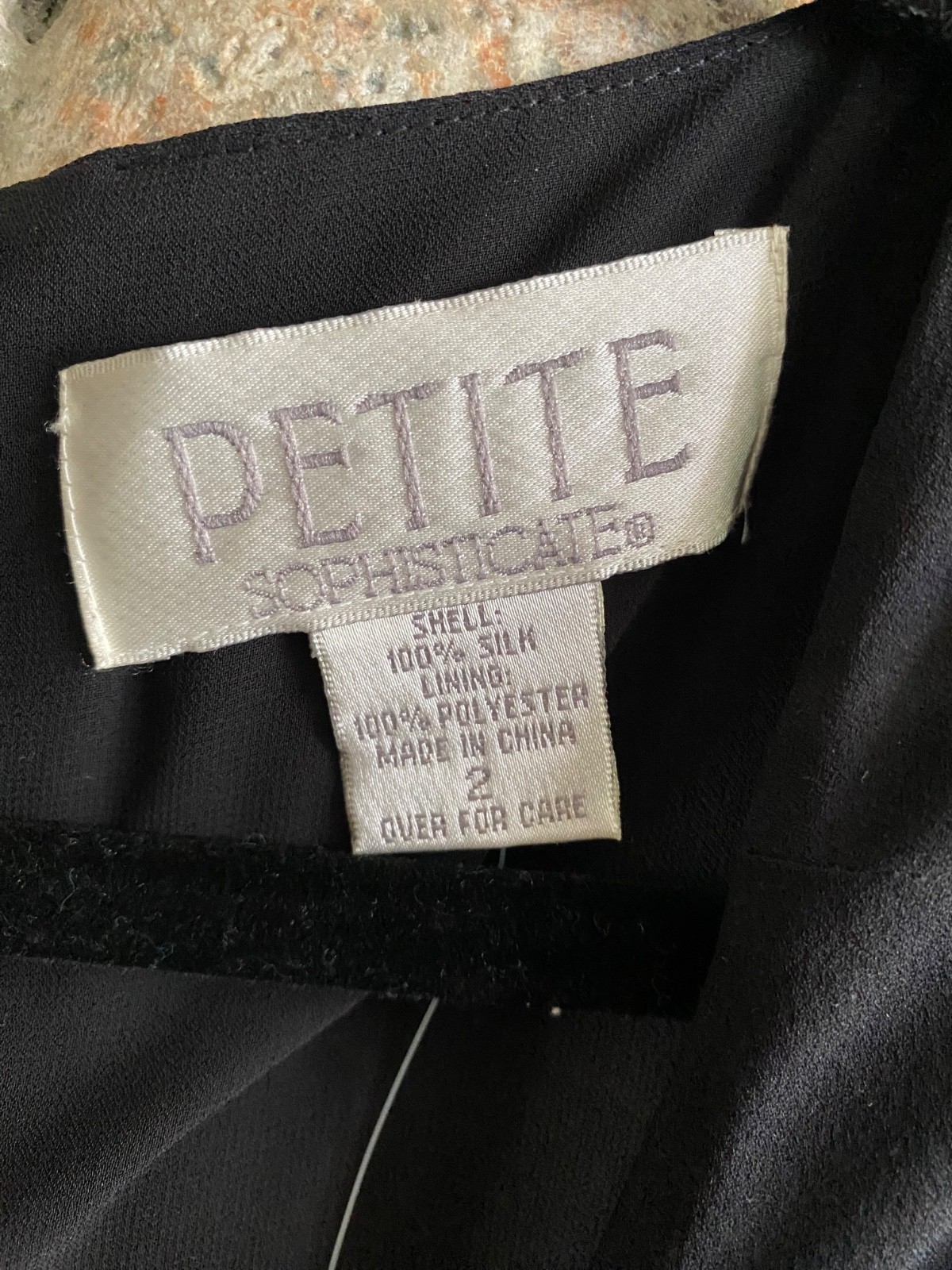 NWT Petite Sophisticate summer dress size 2 100% silk with polyester lining blac